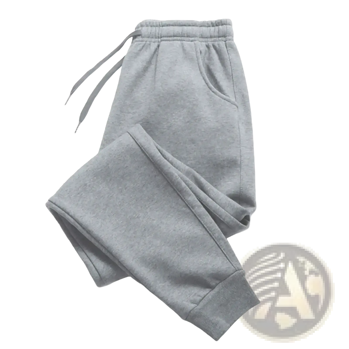 Men fleece jogger sweatpants gray heathered fleece with elastic waistband drawstring side pockets and ribbed cuffs