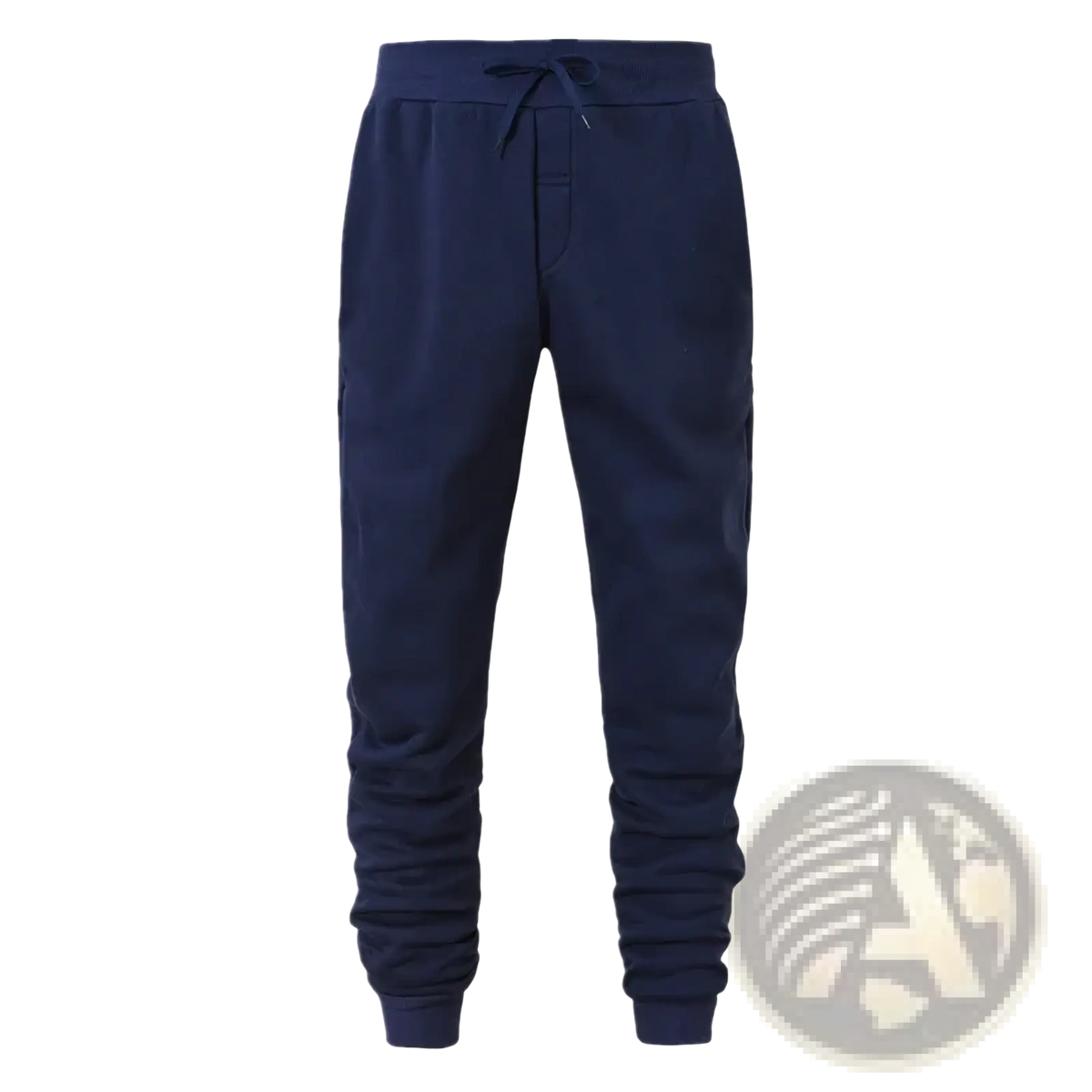 Men fleece jogger sweatpants in navy blue with a drawstring waistband and ribbed cuffs for casual workout wear
