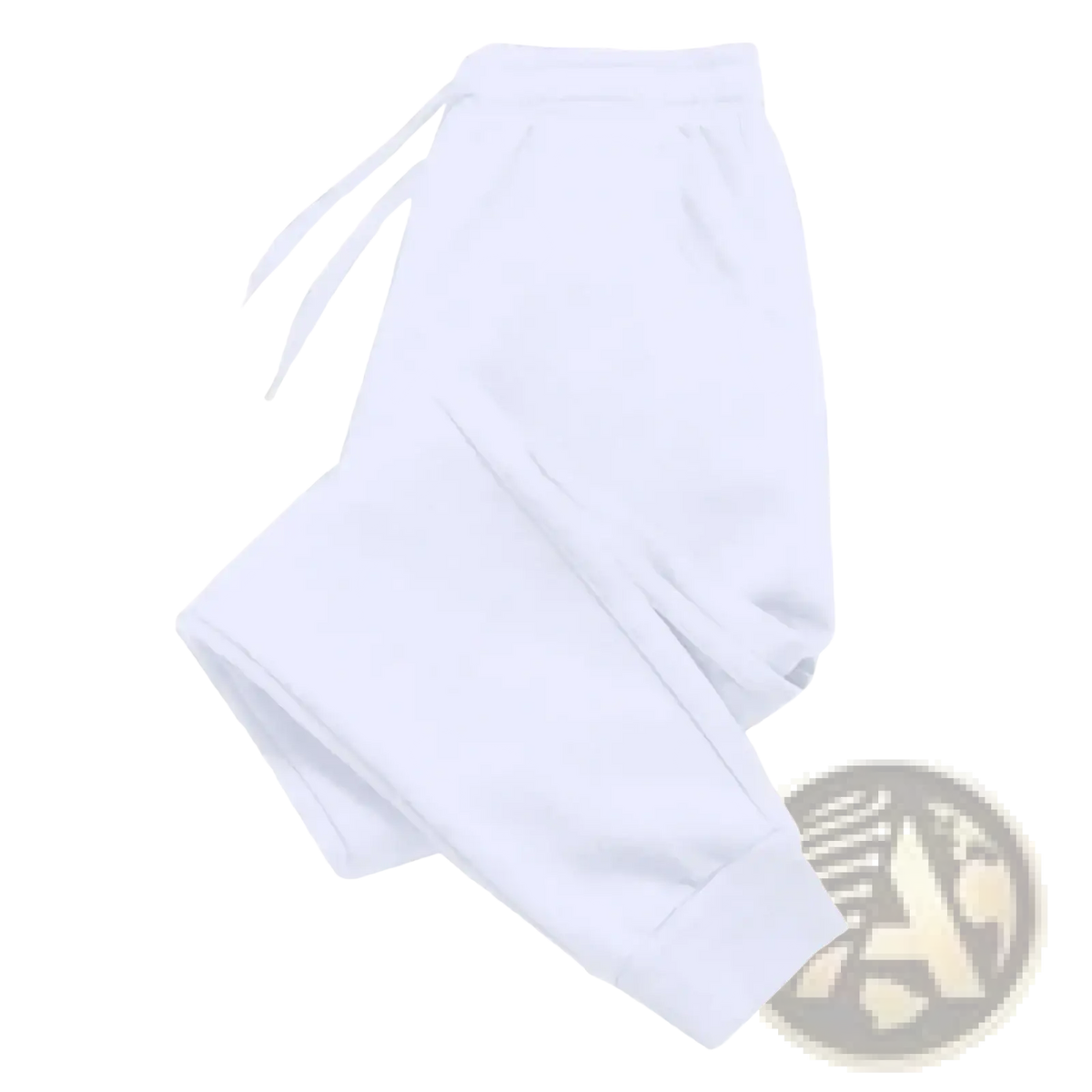 White cotton fleece jogger sweatpants for men with elastic waistband and drawstrings casual workout pants