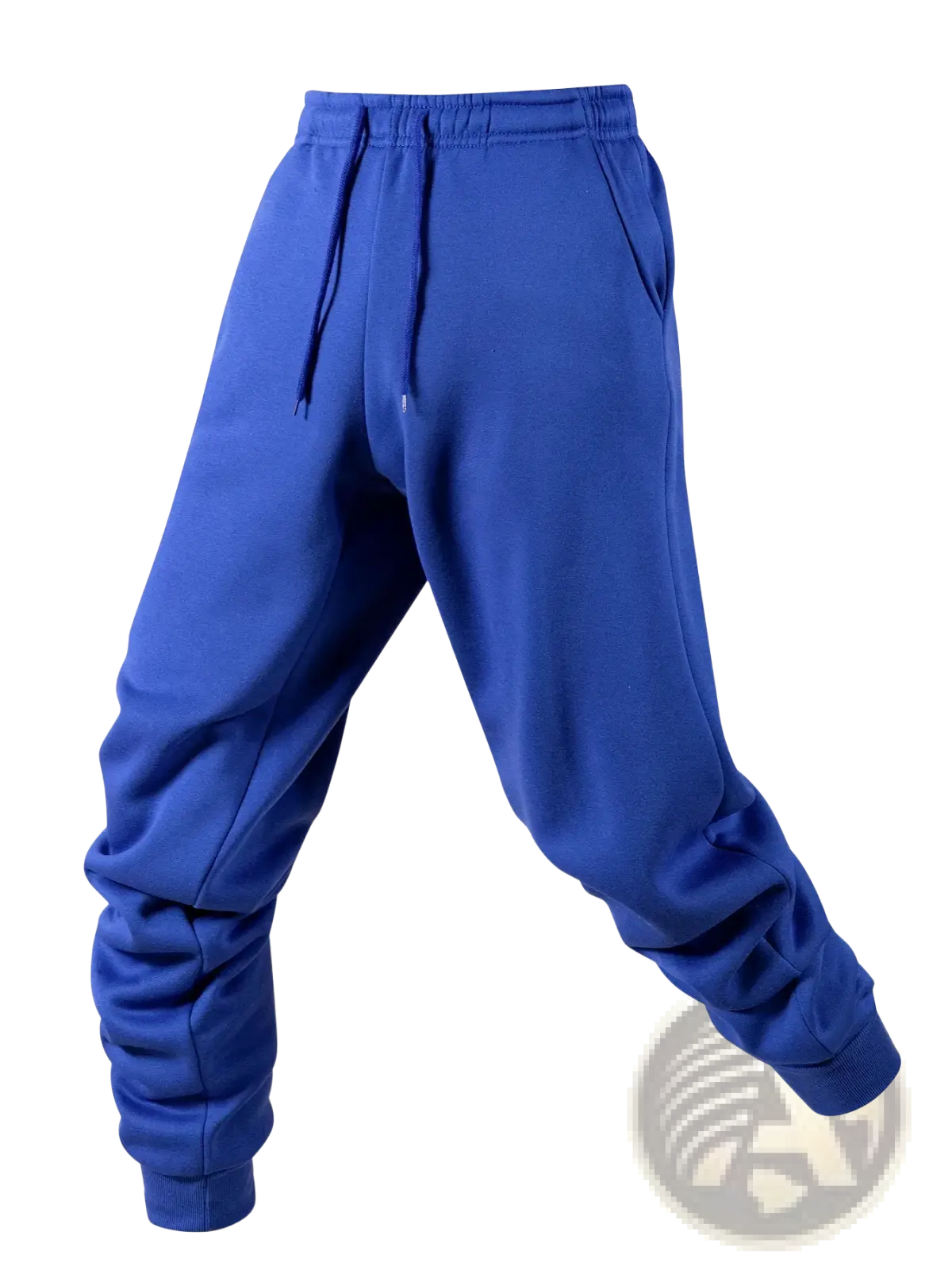 Men fleece joggers in royal blue with elastic waistband tapered legs and ribbed cuffs for casual winter wear