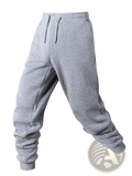 Gray heathered fleece joggers with drawstring waistband and cuffed ankles for men casual winter wear