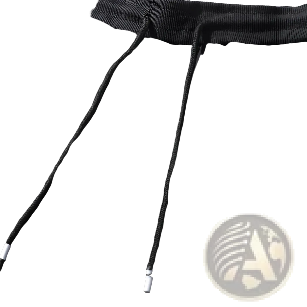 Men fleece lined joggers black cotton sweatpants with ribbed waistband and white aglets on drawstring cords