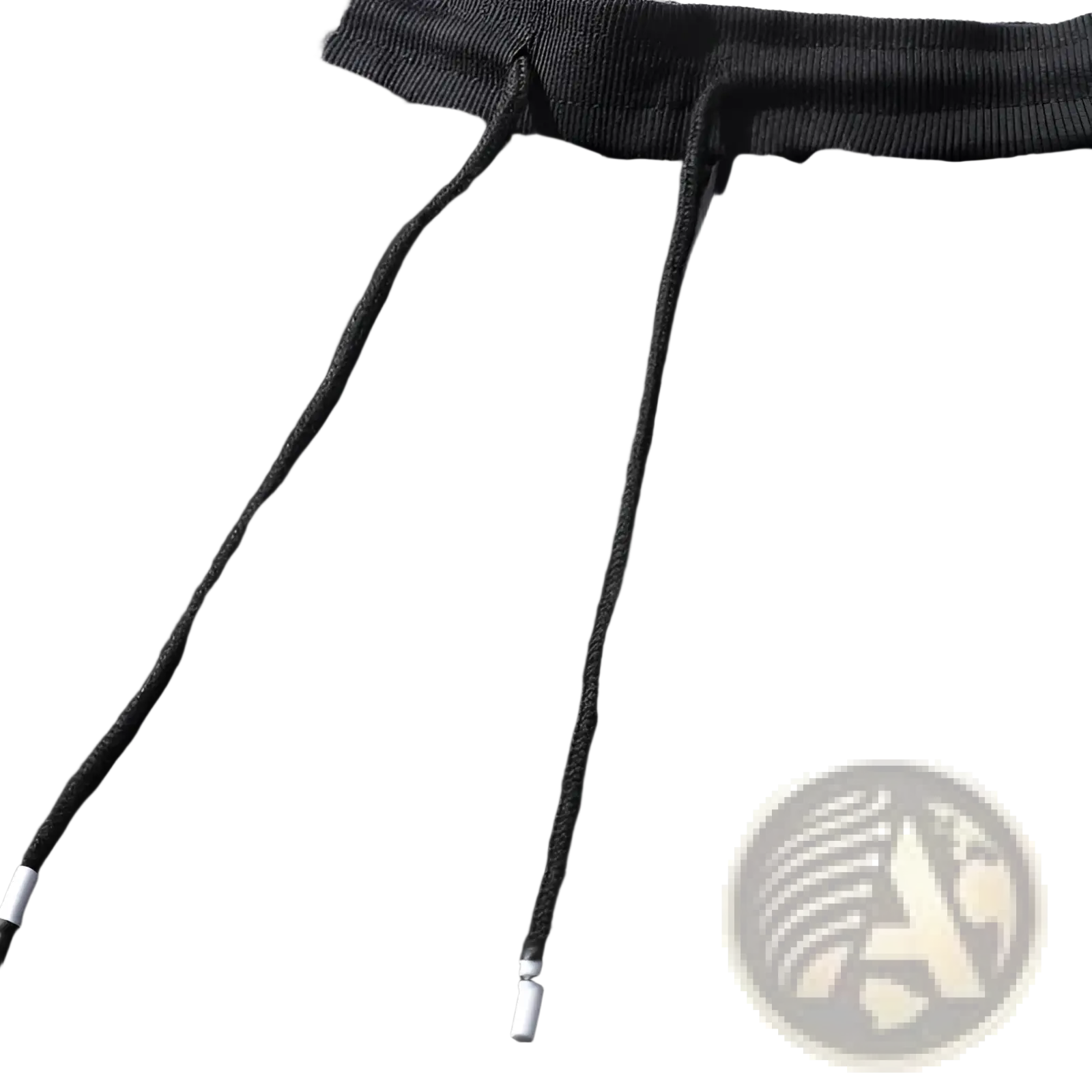 Men fleece lined joggers black cotton sweatpants with ribbed waistband and white aglets on drawstring cords