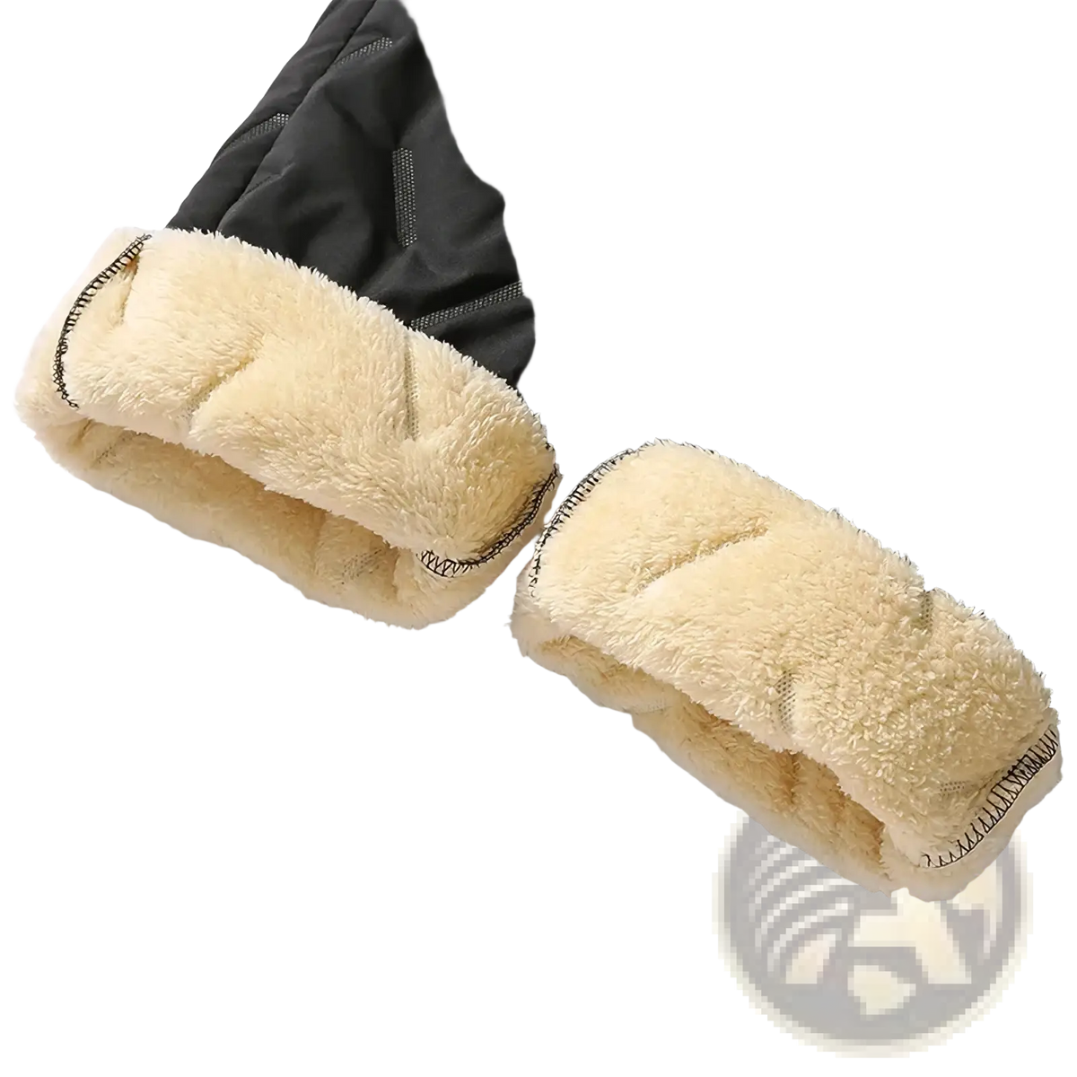 Men fleece lined thermal sweatpants in black quilted fabric with plush cream fleece lining for winter wear