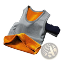 Men fleece lined thermal vest in gray sleeveless design with plush orange fleece lining for added warmth and comfort