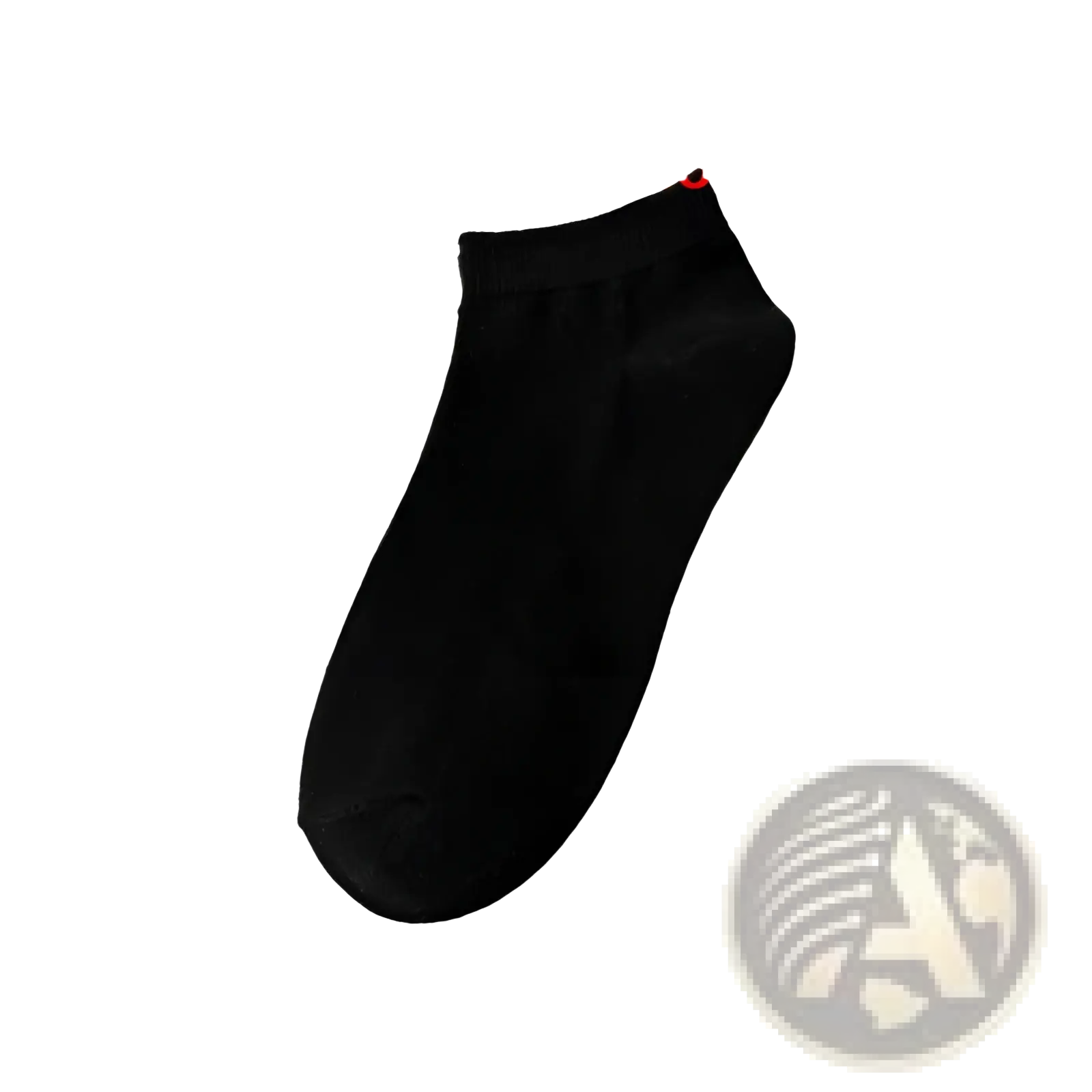 Black ankle sock with a simple solid design paired with men fleece lined winter jeans loose straight denim pants