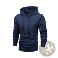 Men fleece pullover hoodie navy blue with drawstrings ribbed cuffs casual winter sweatshirt made of soft fabric