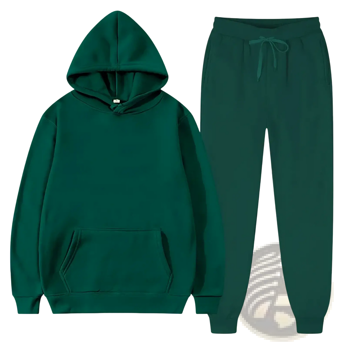 Men fleece tracksuit casual hoodie and jogger set in deep green made of soft fleece for comfortable casual wear