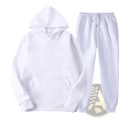 Men fleece tracksuit set featuring a white cotton hoodie and matching joggers for comfortable casual wear