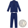 Navy blue men formal suit two piece set featuring a tailored blazer and matching trousers for professional wear
