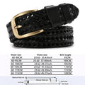 Men genuine leather braided belt in black with a gold tone buckle suitable for formal and casual wear