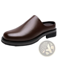 Brown leather men genuine leather slip-on mule shoe with black rubber sole for casual wear
