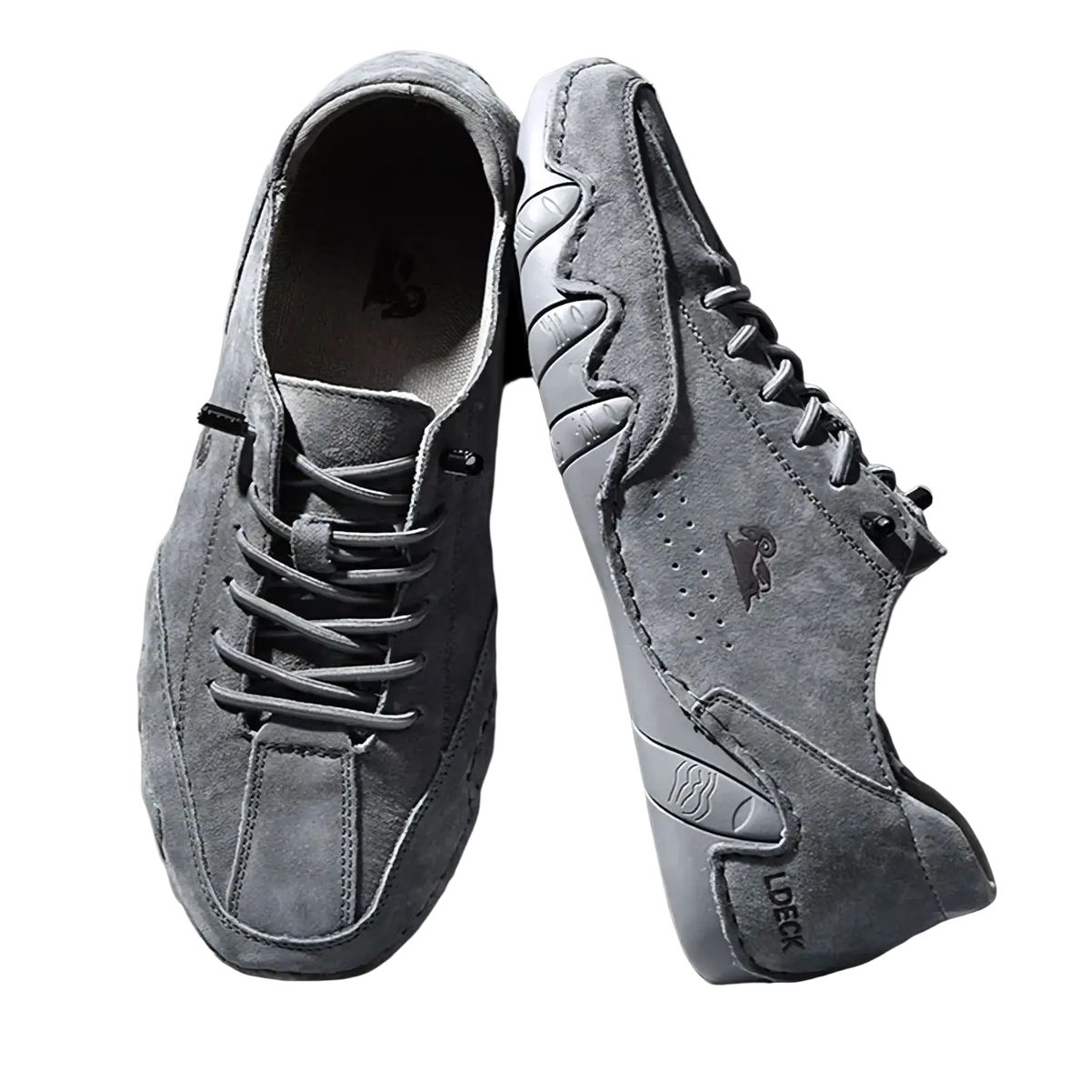 Men gray suede casual sneakers with a sleek modern design and subtle branding details in lace-up style