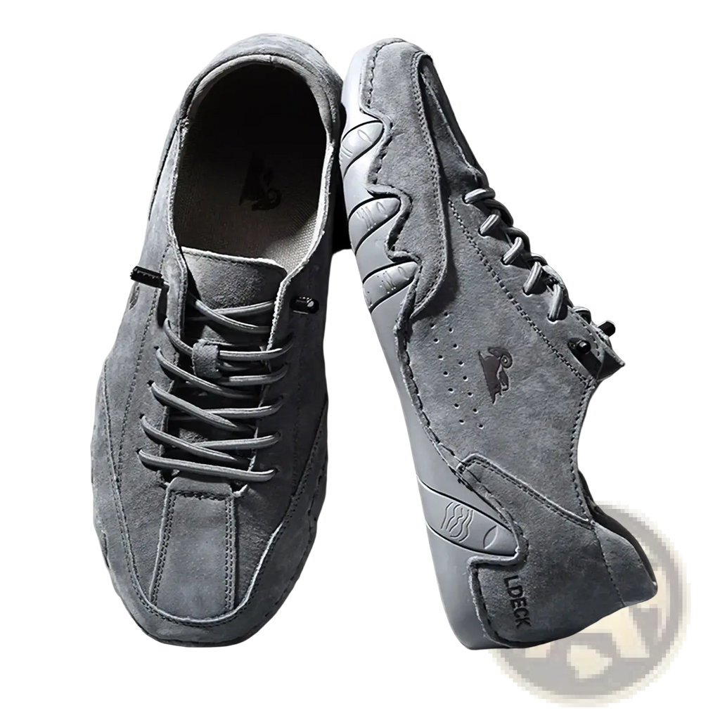 Men gray suede casual sneakers with a sleek modern design and subtle branding details in lace-up style