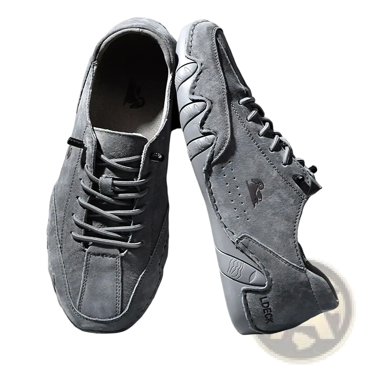 Men gray suede casual sneakers with a sleek modern design and subtle branding details in lace-up style