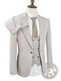 Men gray three piece slim fit suit by st cassy featuring a light gray double breasted vest and matching trousers