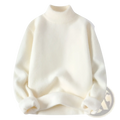 Cream-colored men half turtleneck sweater with soft textured warm knit pullover for cozy winter wear