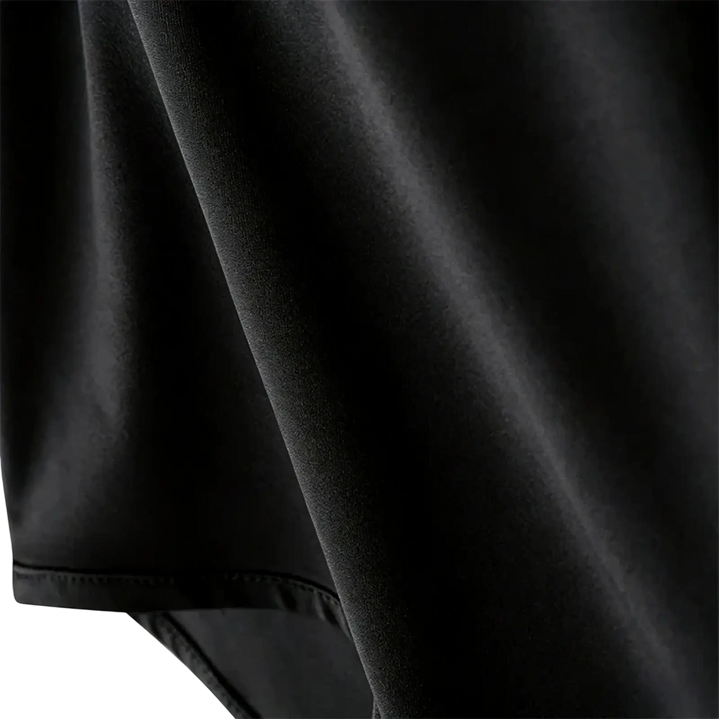 Men high waist satin sport briefs made of black satin fabric with a smooth glossy finish and subtle sheen