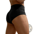 Men high waist satin sport briefs in black with a sleek form-fitting design suitable for athletic use