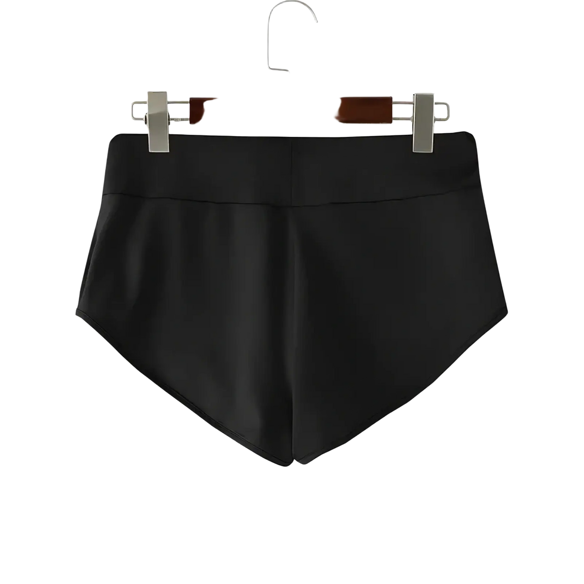 Men high waist satin sport briefs in black with a smooth glossy finish and a sleek high-waisted design