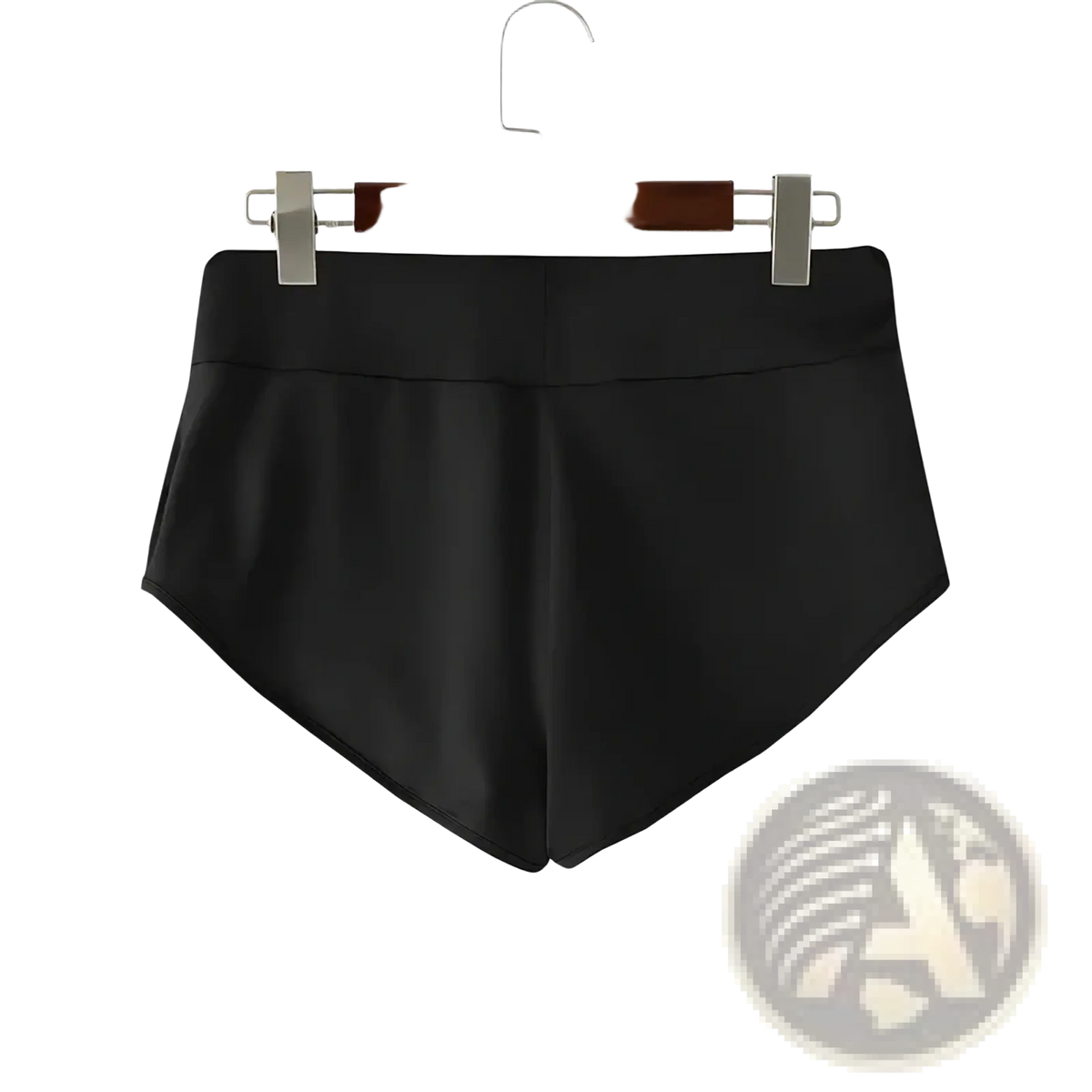 Men high waist satin sport briefs in black with a smooth glossy finish and a sleek high-waisted design