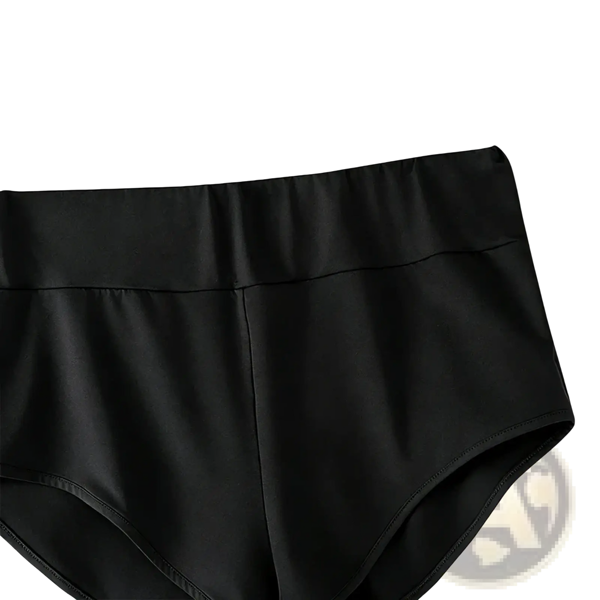 Men high waist satin sport briefs in black with a smooth glossy finish and clean stitching