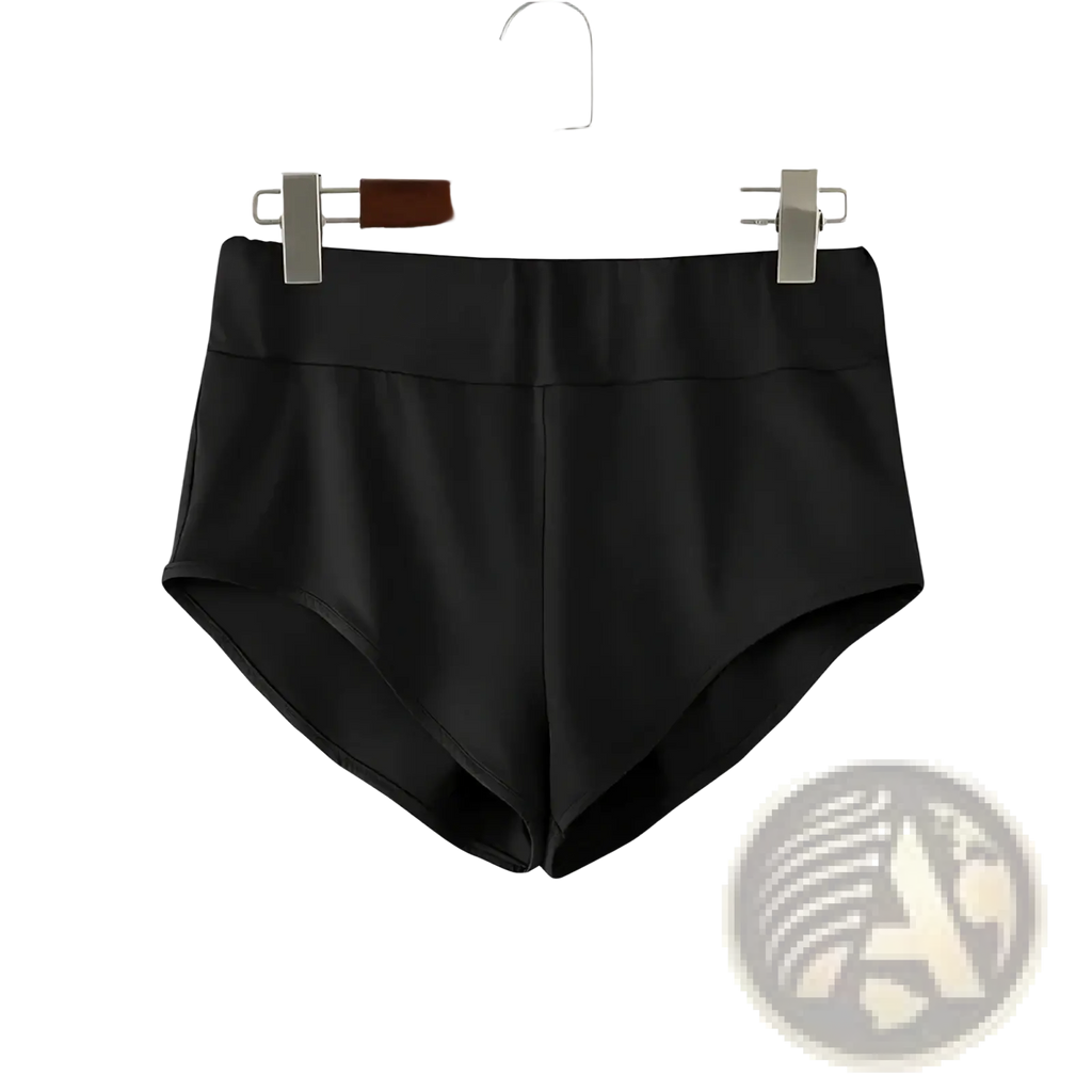 Men high waist satin sport briefs in black with a smooth satin-like finish for comfortable athletic wear