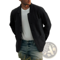 Men hip hop bomber jacket navy blue wool with a dark gray linen blazer style relaxed fit and two front pockets