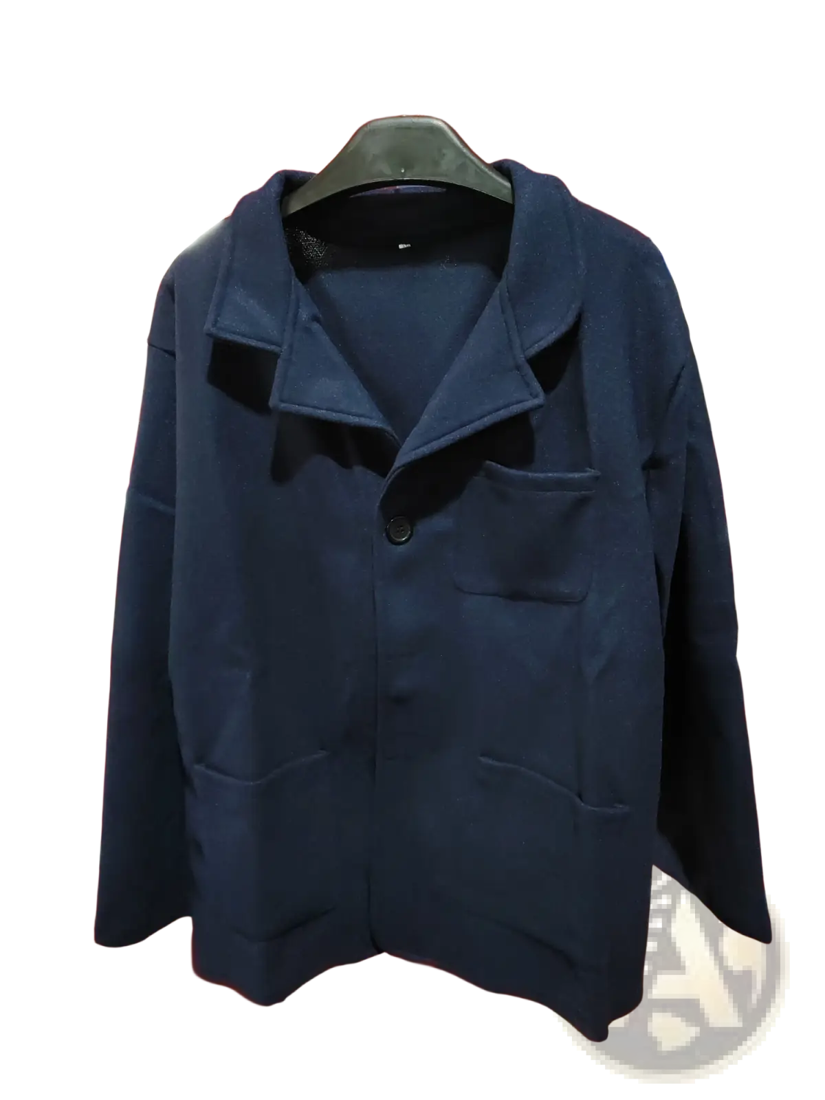Men hip hop bomber jacket navy blue wool with classic collar and two front pockets made of navy blue woolen fabric