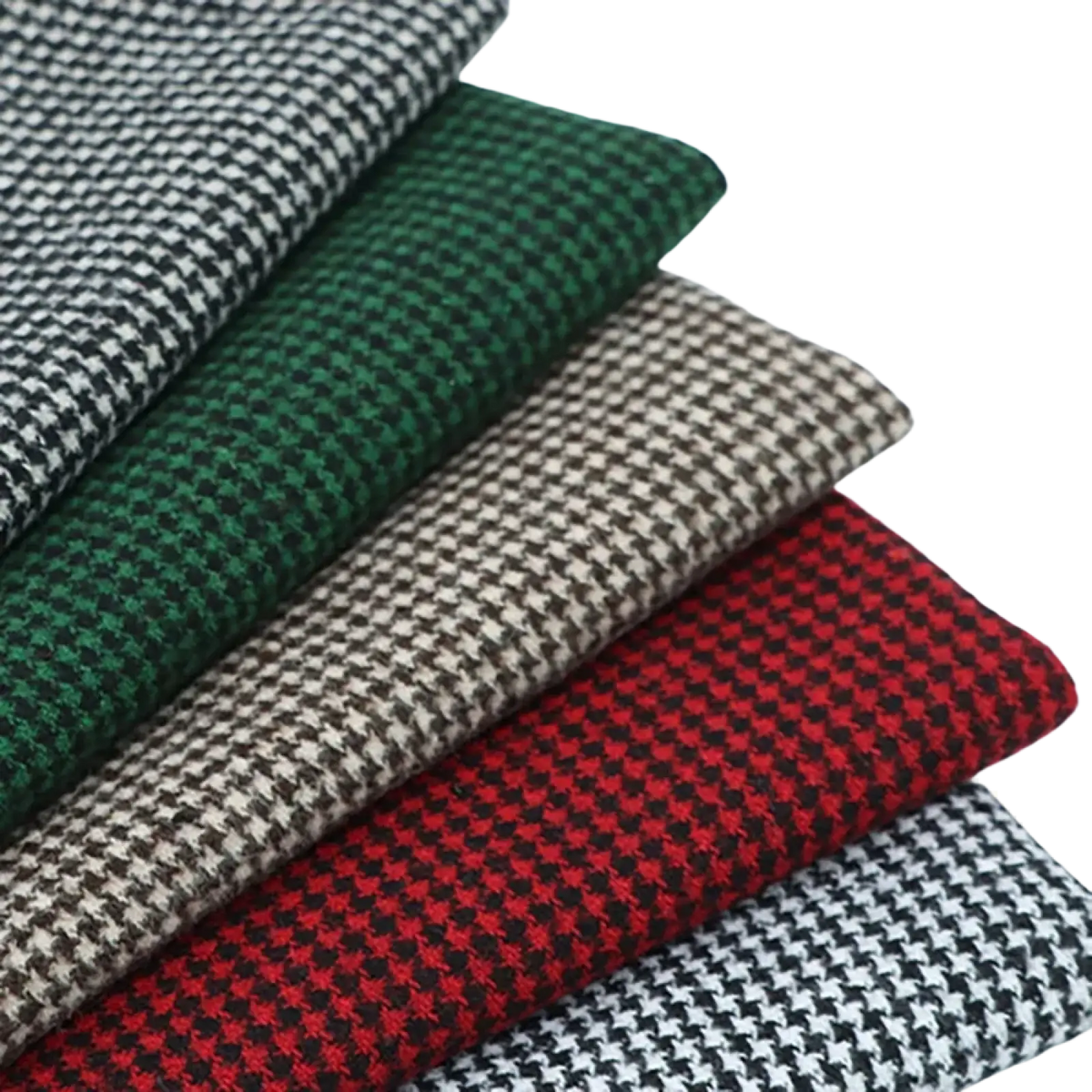 Men houndstooth slim fit double breasted suit set stacked fabrics in black white green beige and red black patterns