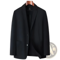 Men ice silk black blazer coat with sleek tailored fit and two front buttons for casual sun protection use