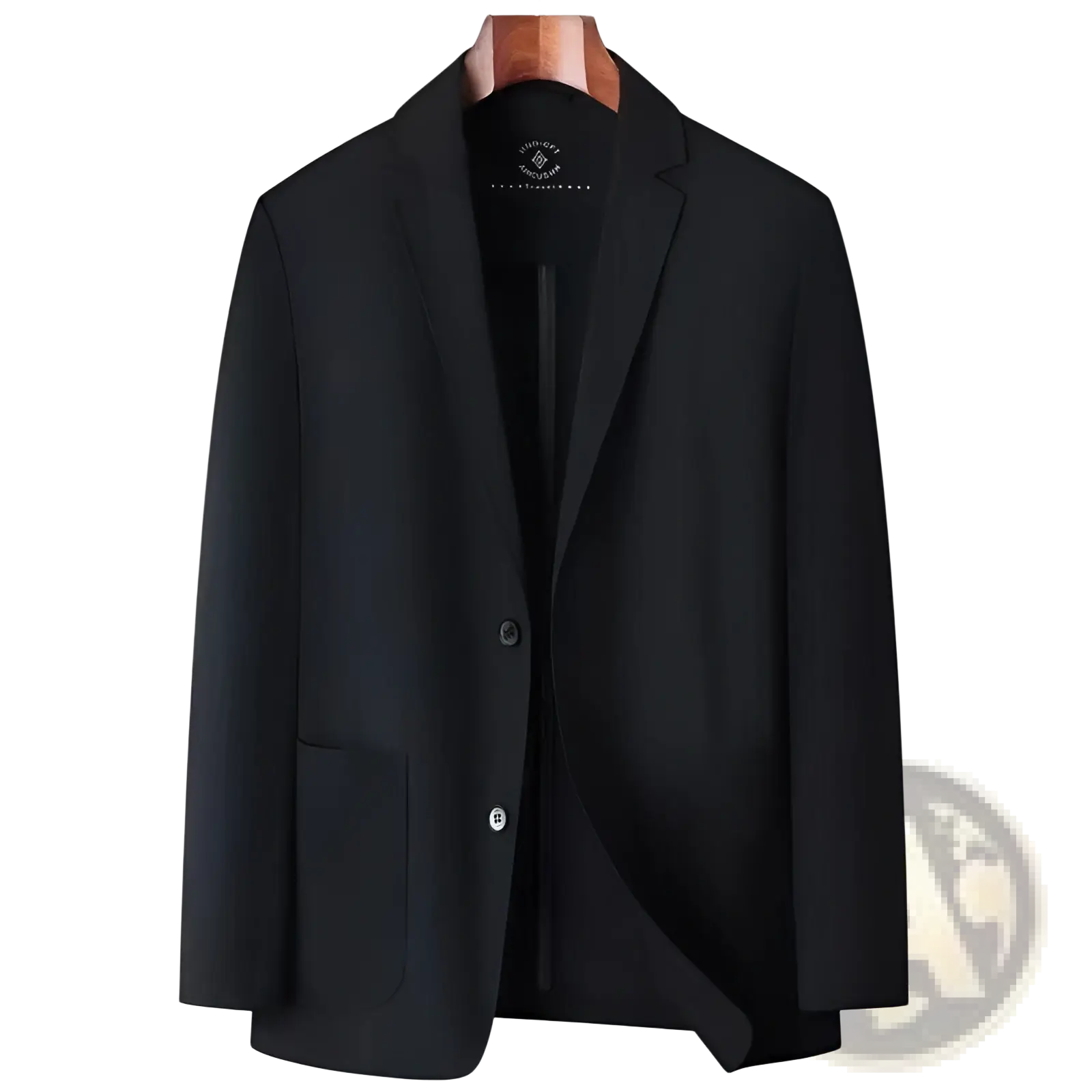 Men ice silk black blazer coat with sleek tailored fit and two front buttons for casual sun protection use