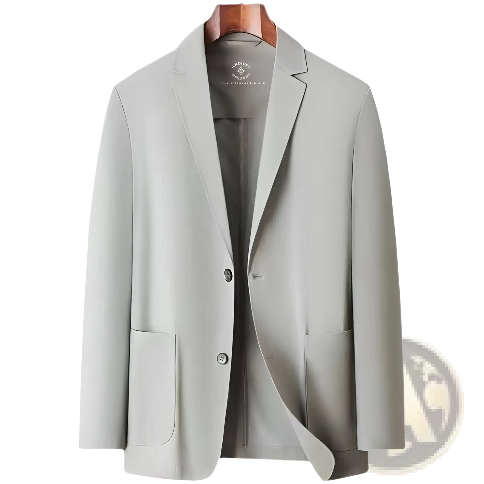 Men ice silk casual sun protection blazer coat in light gray with tailored fit and two front buttons