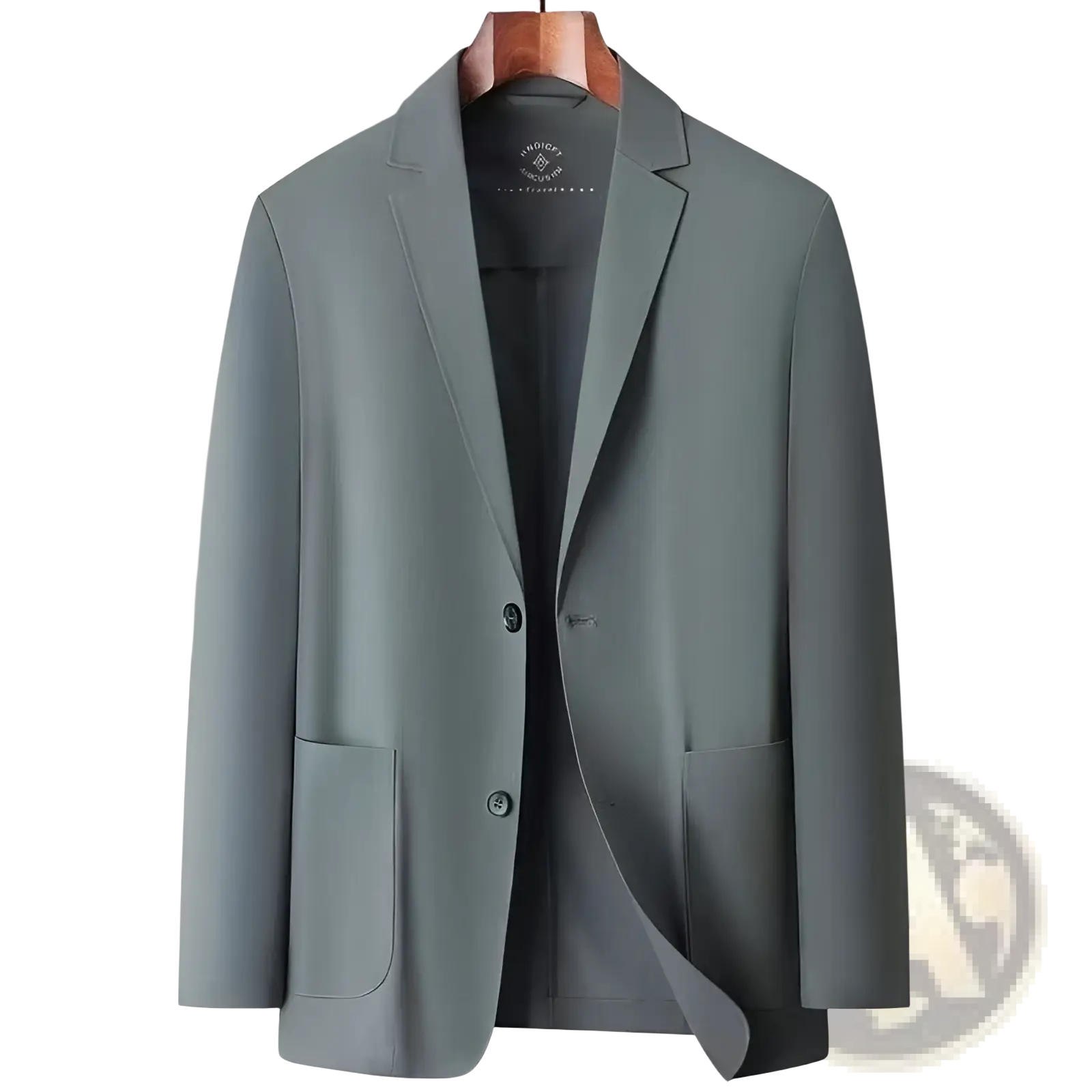 A sleek slate-gray men ice silk casual blazer coat with subtle textured weave and classic notched lapels