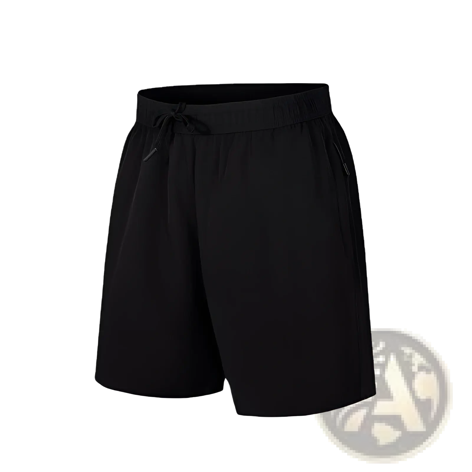 Men ice silk quick dry athletic shorts in black with elastic waistband drawstring and side pockets for comfort and performance
