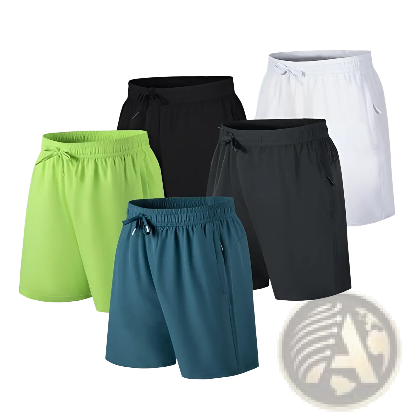 Men ice silk quick dry athletic shorts in bright lime green with elastic waistband and lightweight fabric