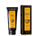 Black tube and matching box of krist men intimate care massage cream 60ml with bold yellow labels and lion emblem highlighting shelf life