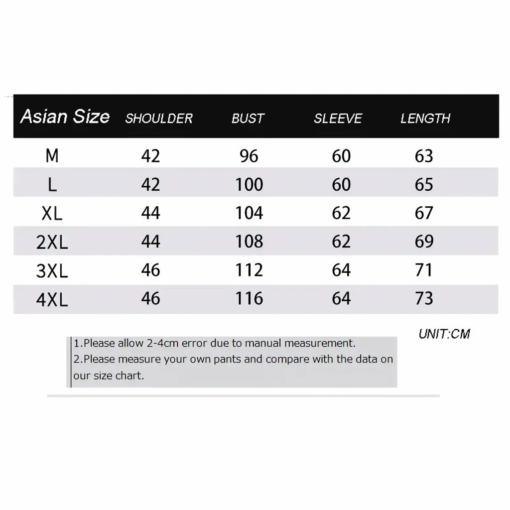 Asian size clothing measurement chart for men knit cardigan button up sweater showing shoulder bust sleeve and length in cm