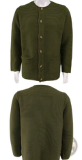 Men knitted cardigan slim fit olive green ribbed texture sweater with long sleeves and gold toned buttons