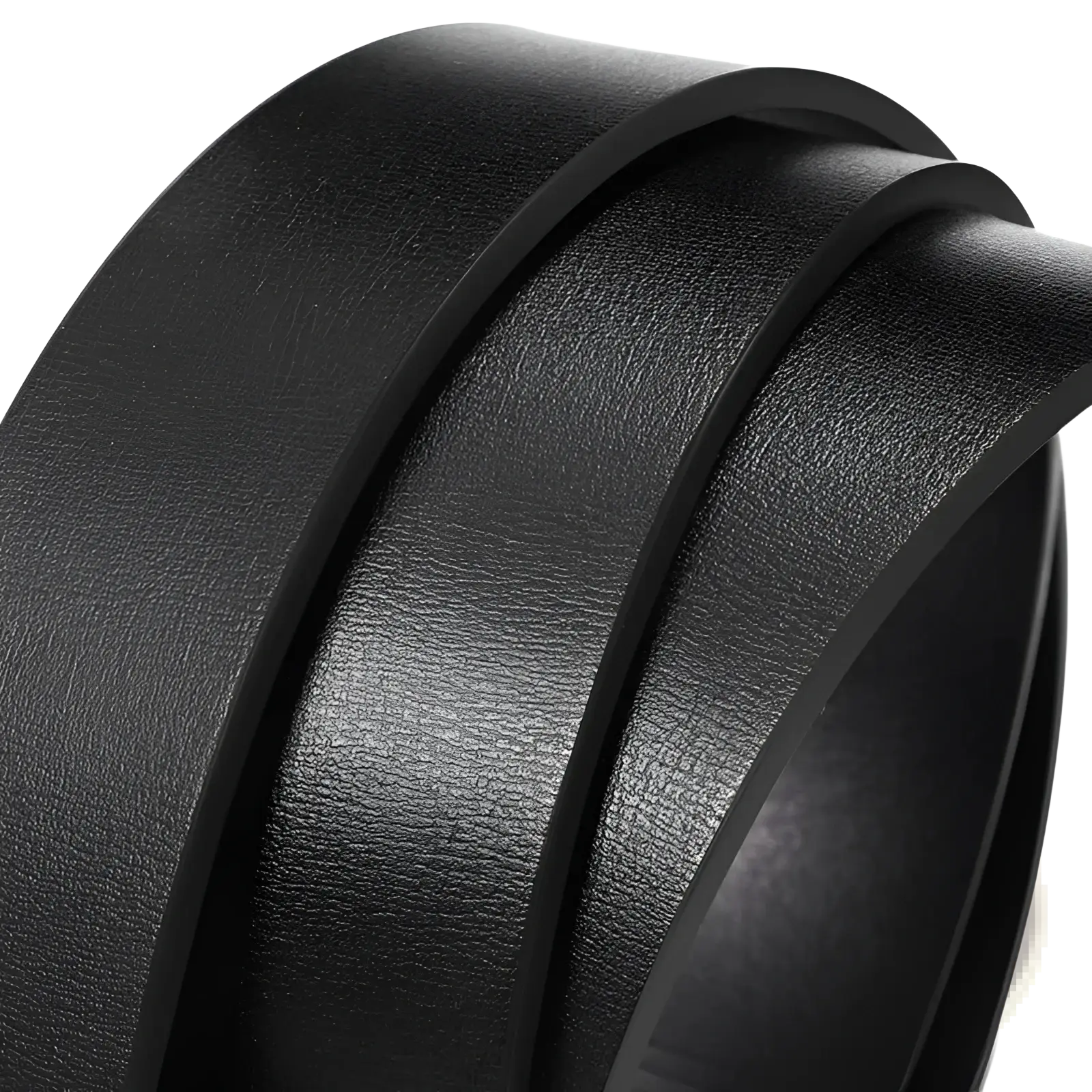 Men leather automatic buckle belt in black with smooth textured leather surface and subtle sheen