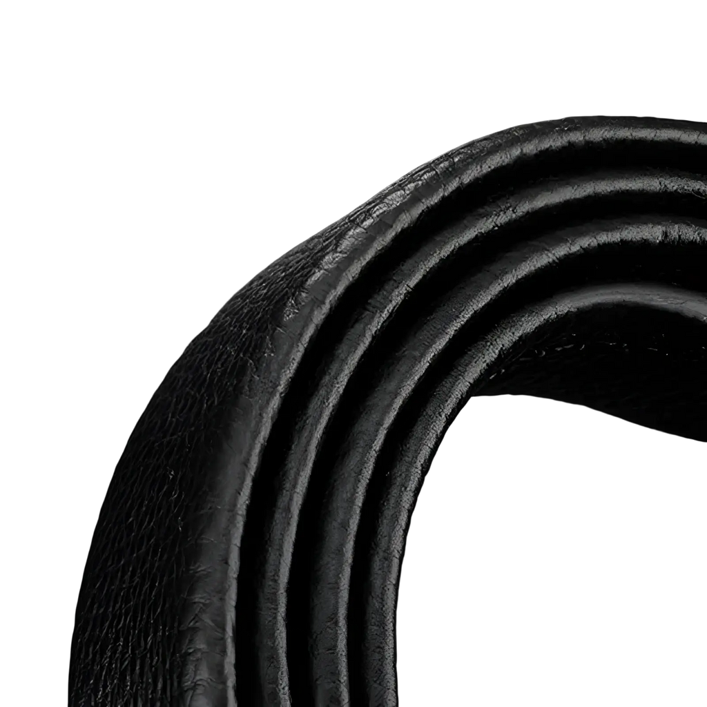 Men leather belt with automatic buckle black pu waistband featuring textured pebbled surface and visible stitching