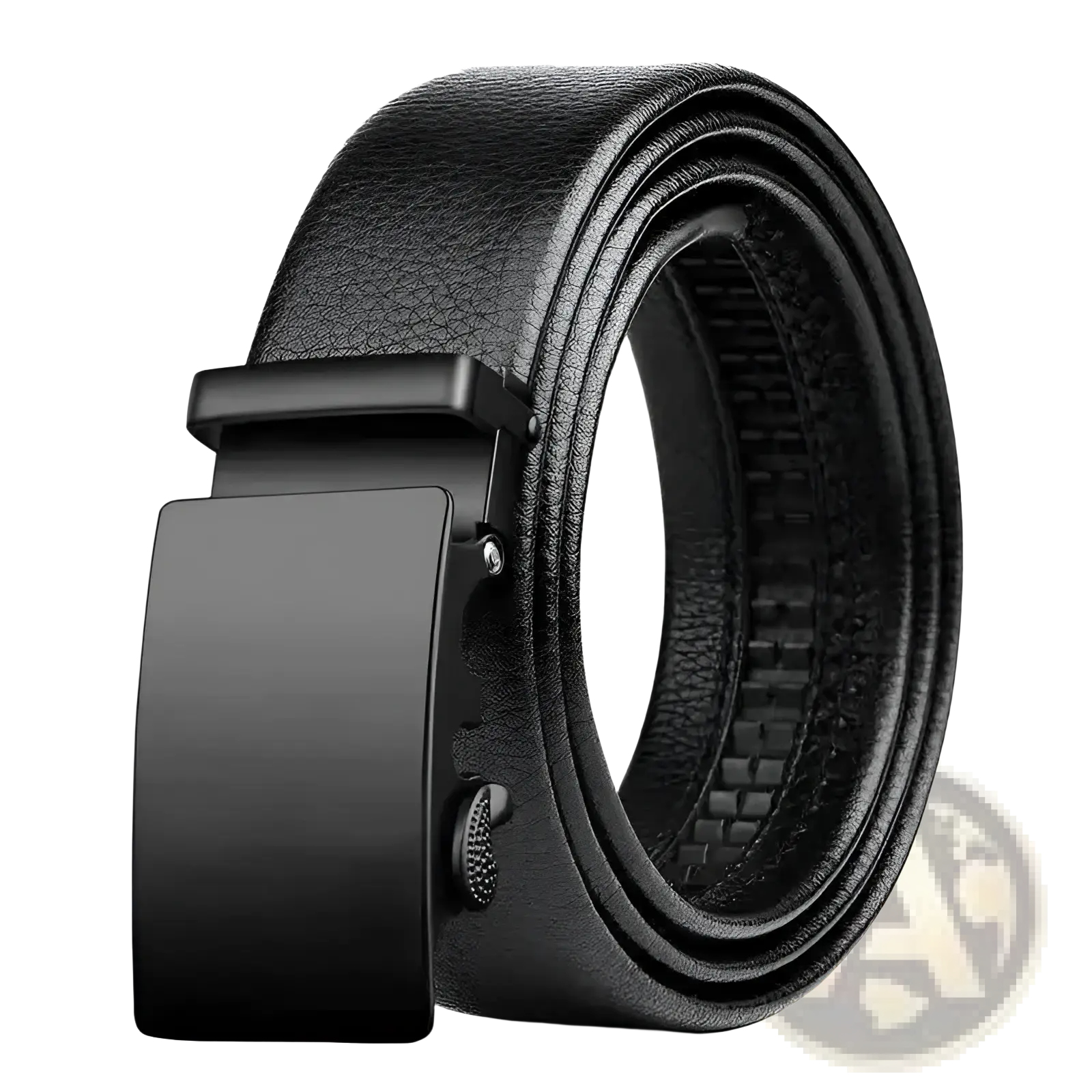 Black leather men leather belt with a matte black automatic buckle and pu waistband for waist use