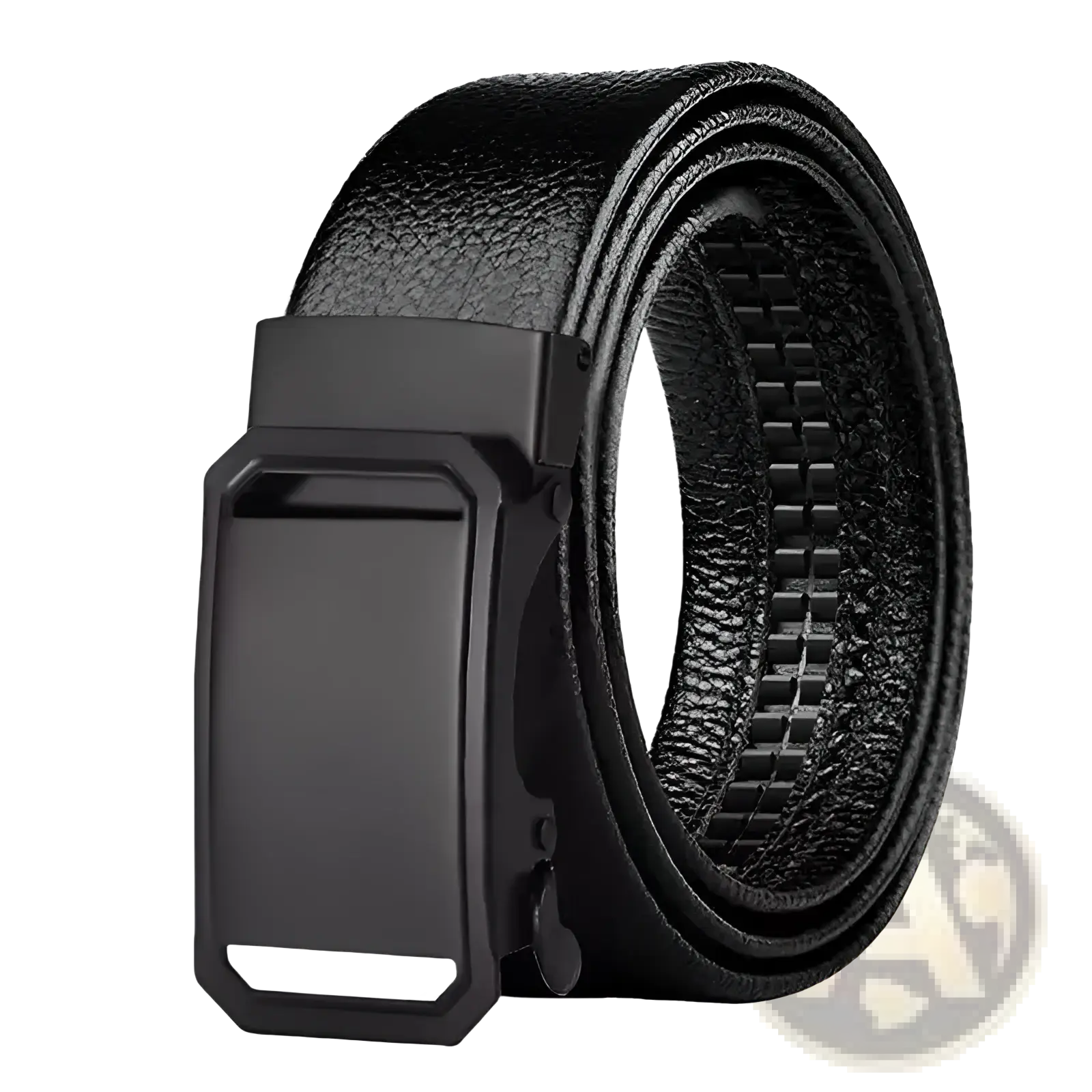 Men leather belt with black pu waistband and matte black automatic buckle for waist use