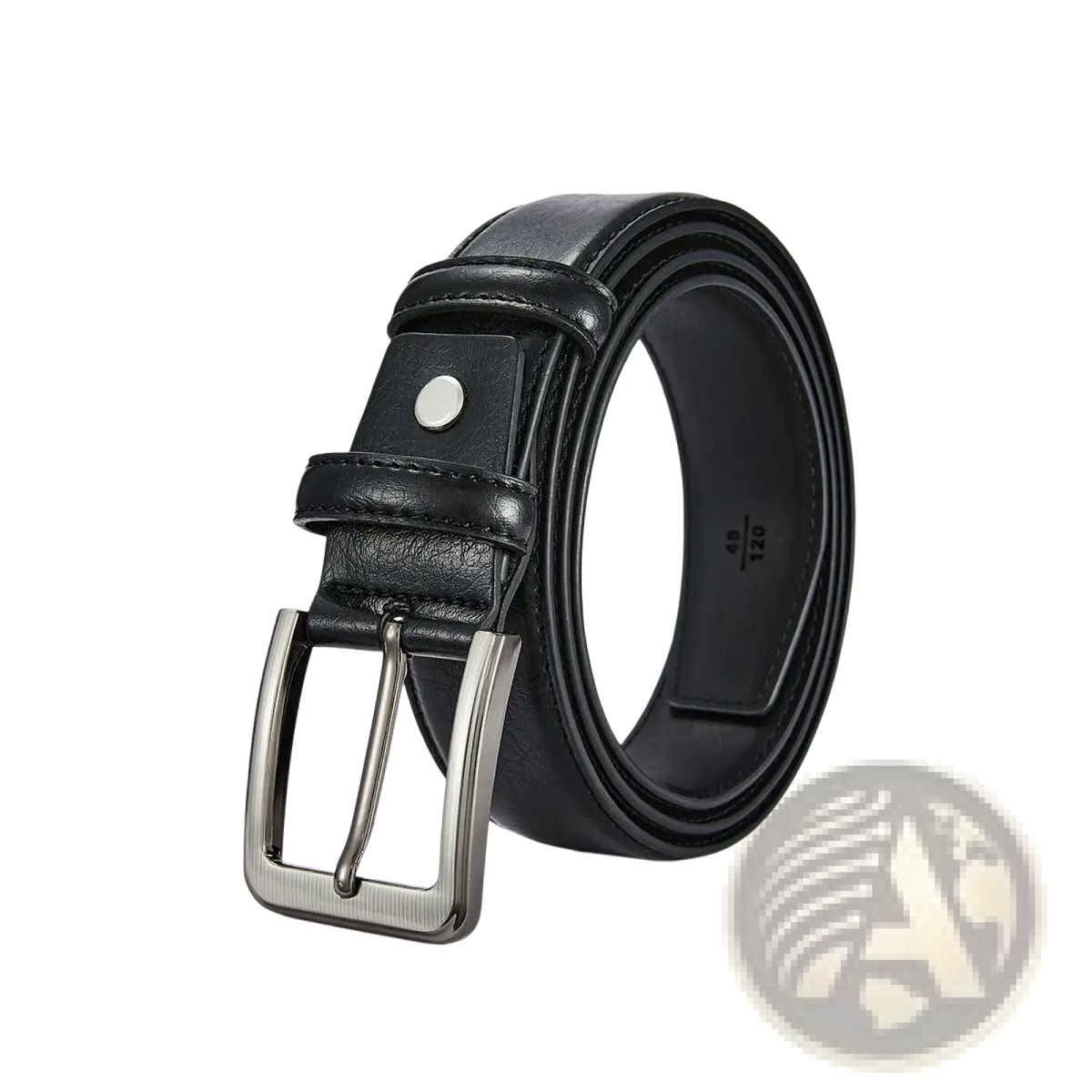 Black leather belt with silver toned metal pin buckle designed for casual wear men leather belt brown alternative