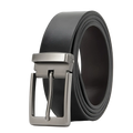 Men leather belt classic pin buckle business casual black leather with sleek silver toned metal buckle