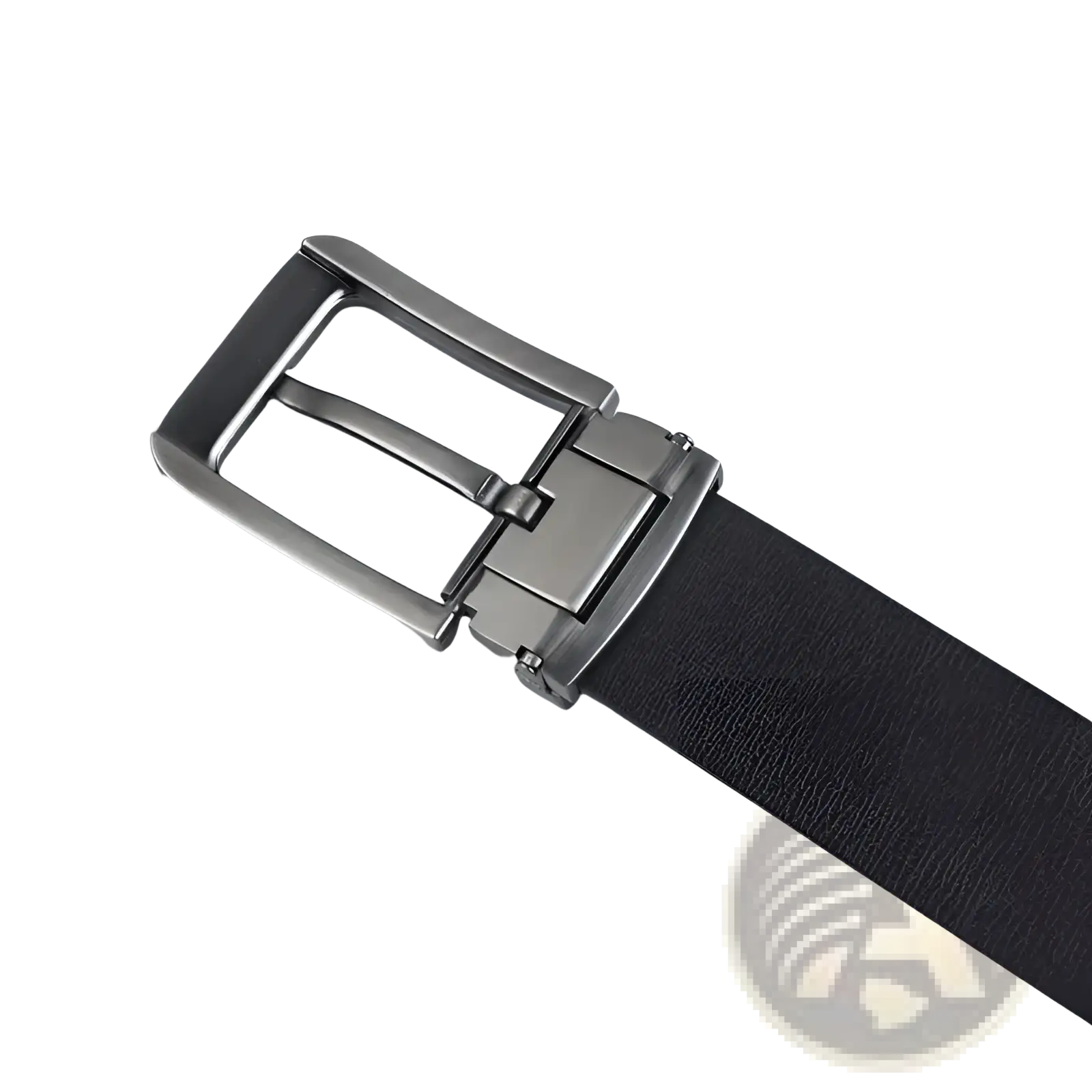 Men leather belt classic pin buckle business casual black leather with sleek silver toned metal buckle and hidden tab closure