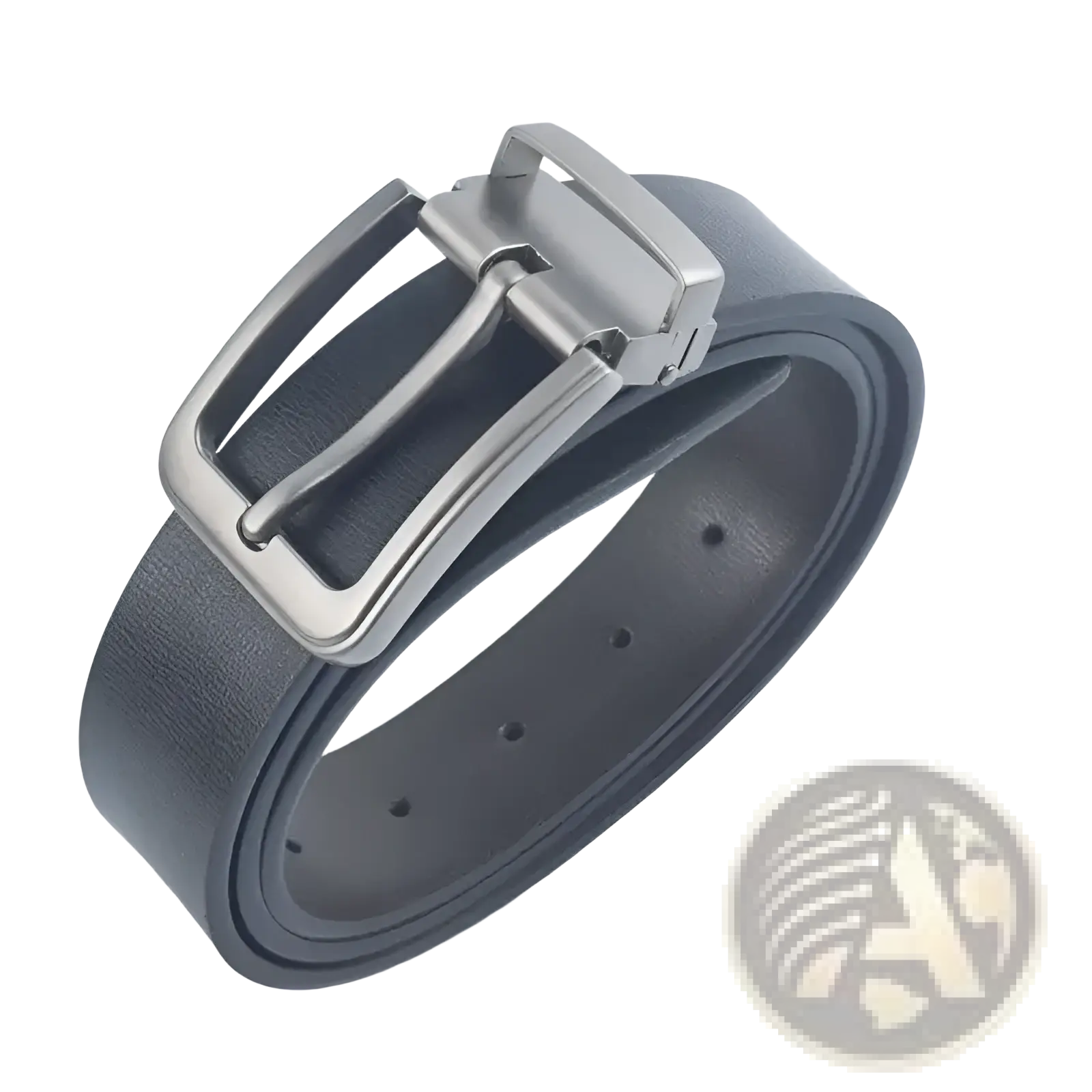 Black leather men leather belt classic pin buckle with sleek silver-toned metal buckle for business casual use