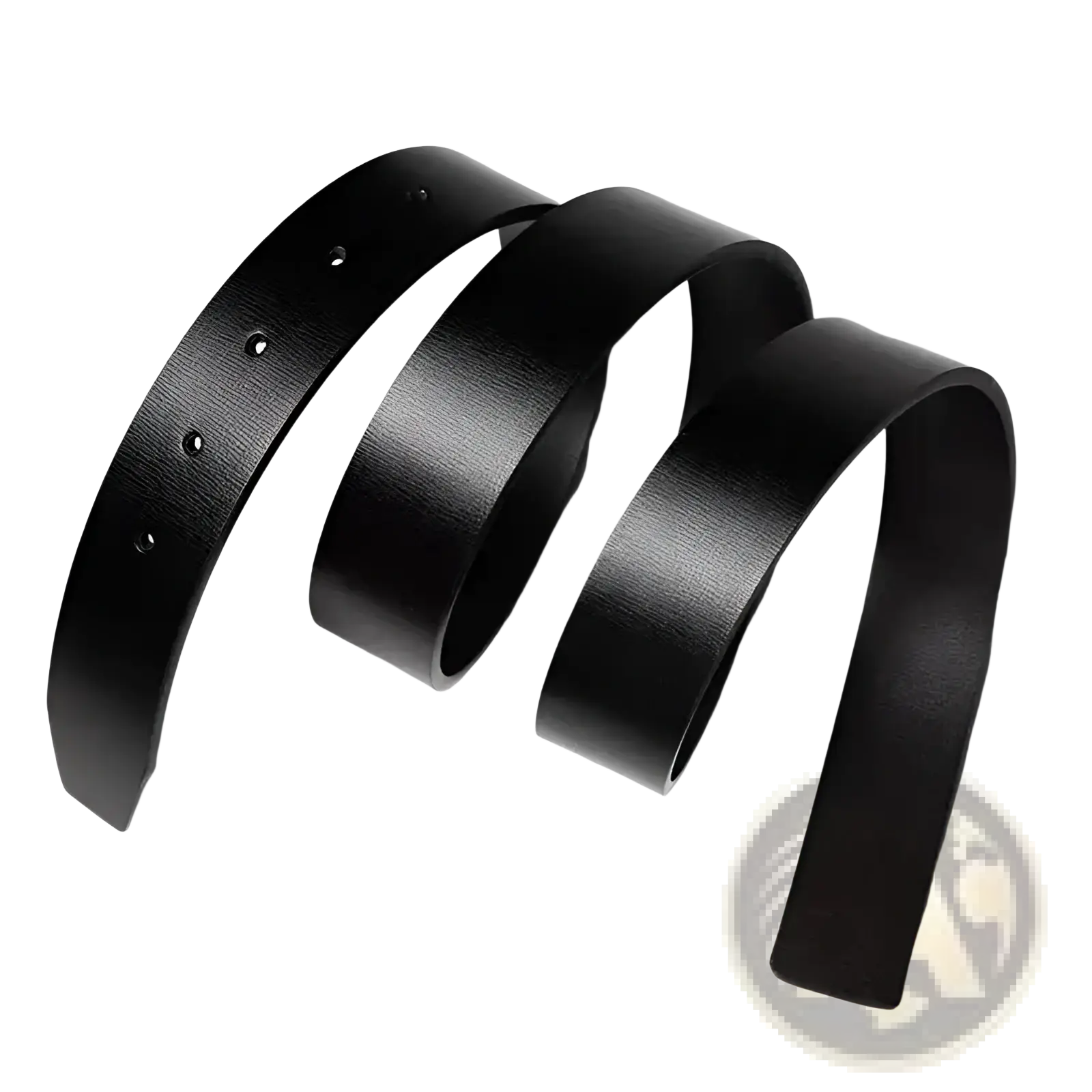 Black leather belt with a smooth matte finish and metal eyelets for men classic pin buckle business casual wear
