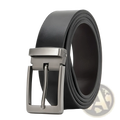 Men leather belt classic pin buckle business casual black leather with sleek silver toned metal buckle