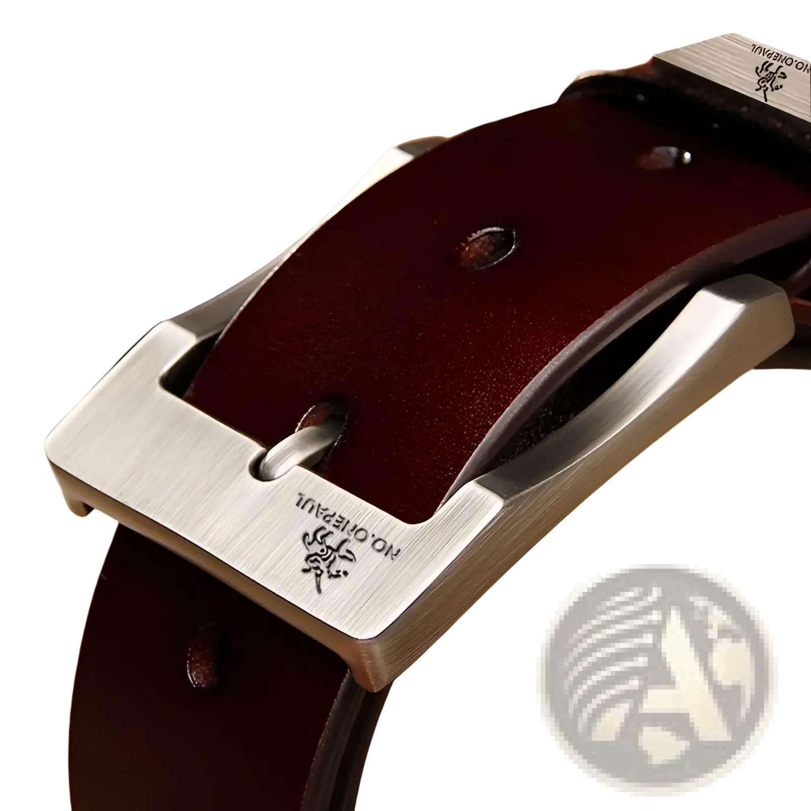 Men leather belt vintage pin buckle with sleek brushed silver minimalist buckle and rich burgundy leather strap